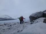 Despidiéndonos del glaciar Nef y agradeciendo que nos dejara entrar al Campo de Hielo! ©Natalia Martinez­